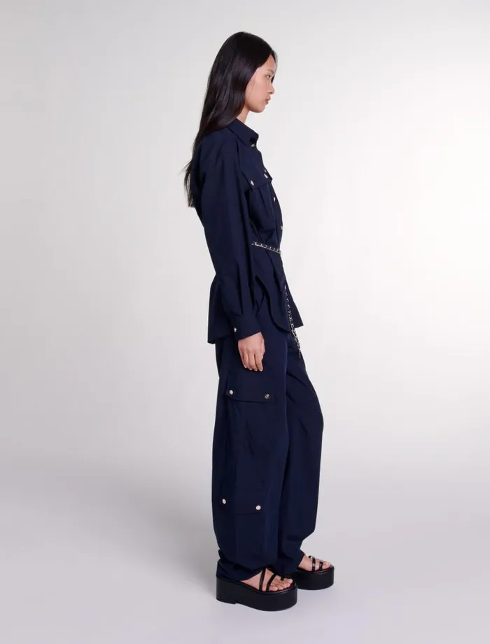 Maje Pants and Jeans Womens Cargo Trousers Navy
