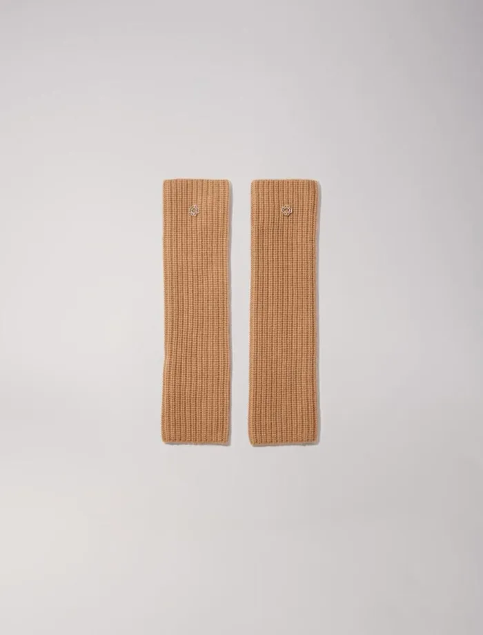 Maje Scarves and Ponchos Womens Wool And Cashmere Mittens Camel