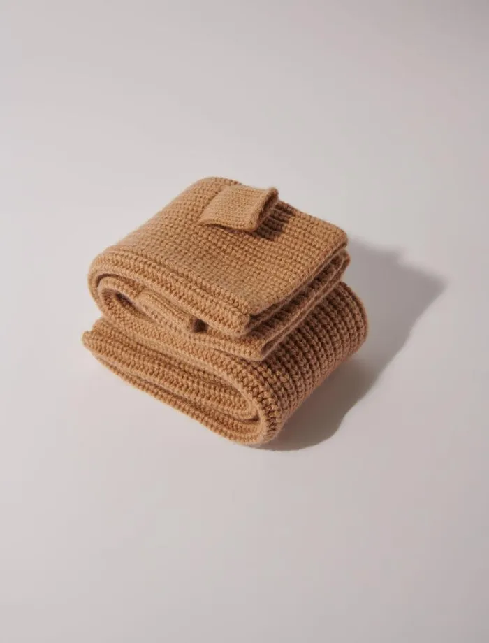 Maje Scarves and Ponchos Womens Wool And Cashmere Mittens Camel