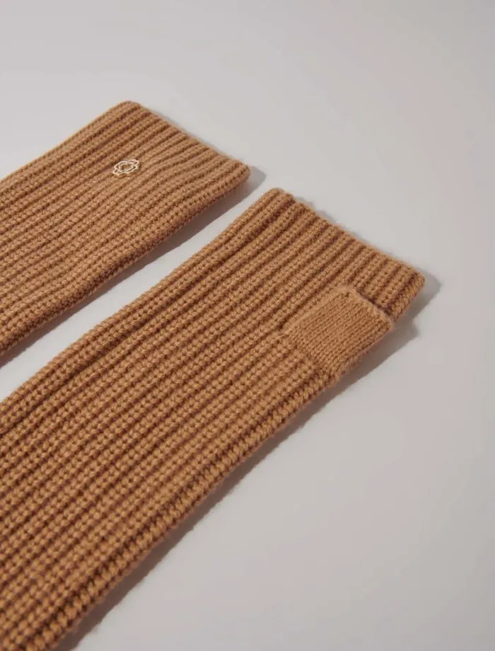 Maje Scarves and Ponchos Womens Wool And Cashmere Mittens Camel