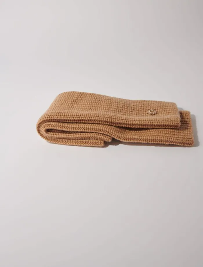 Maje Scarves and Ponchos Womens Wool And Cashmere Mittens Camel