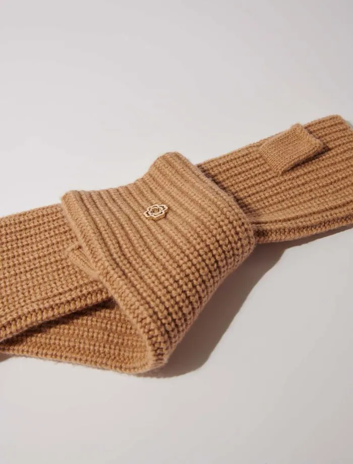 Maje Scarves and Ponchos Womens Wool And Cashmere Mittens Camel