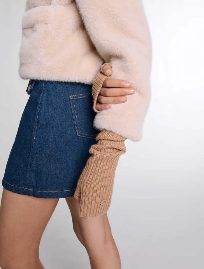 Maje Scarves and Ponchos Womens Wool And Cashmere Mittens Camel