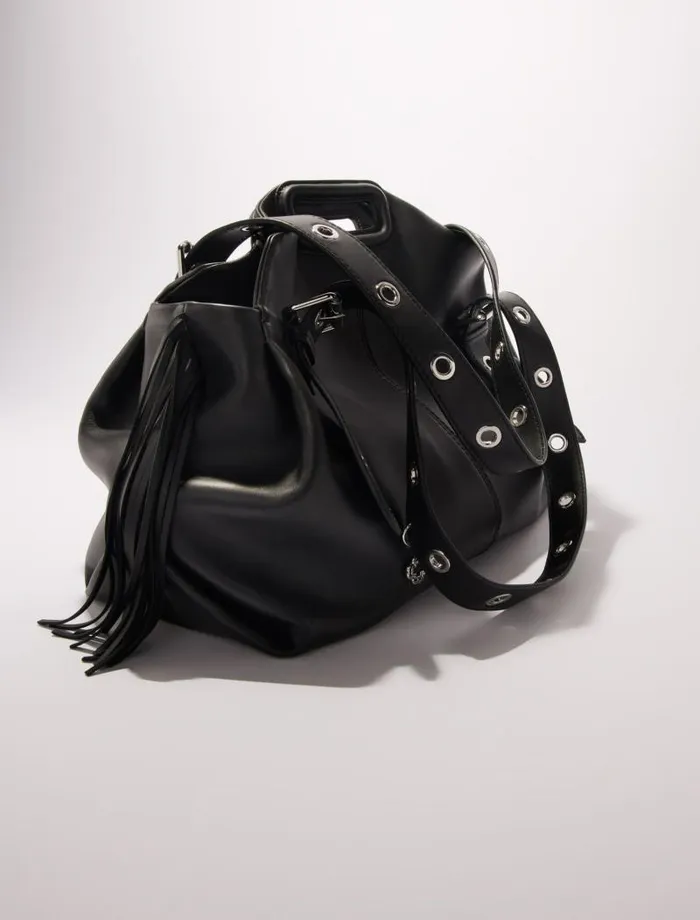 Maje Shoulder Bags Womens Plain Leather Miss M XL Bag Black Maje Shoulder Bags Womens Plain Leather Miss M XL Bag Black