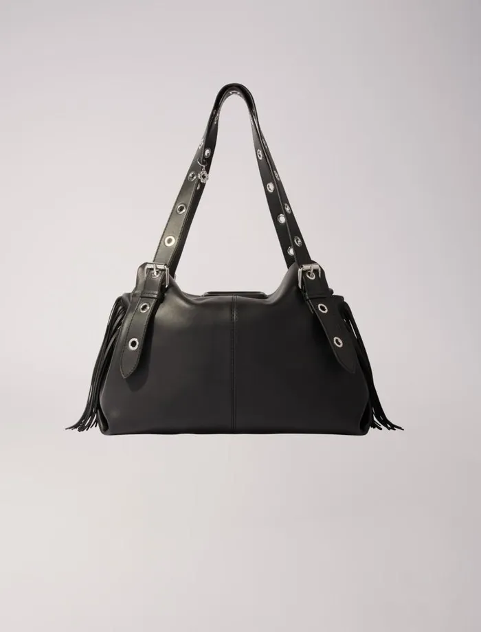 Maje Shoulder Bags Womens Plain Leather Miss M XL Bag Black Maje Shoulder Bags Womens Plain Leather Miss M XL Bag Black