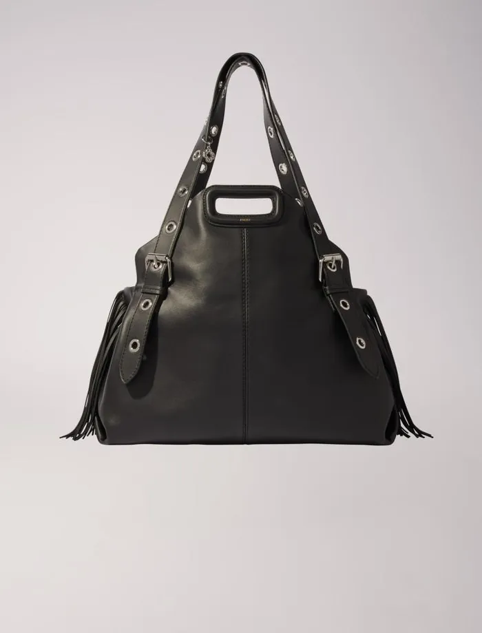 Maje Shoulder Bags Womens Plain Leather Miss M XL Bag Black Maje Shoulder Bags Womens Plain Leather Miss M XL Bag Black