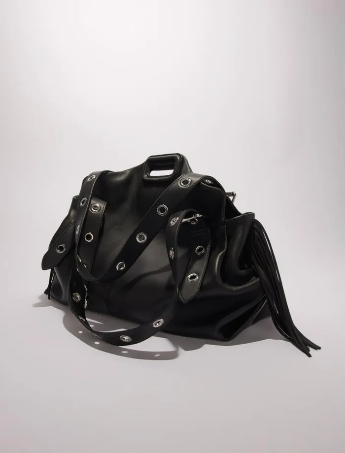 Maje Shoulder Bags Womens Plain Leather Miss M XL Bag Black Maje Shoulder Bags Womens Plain Leather Miss M XL Bag Black