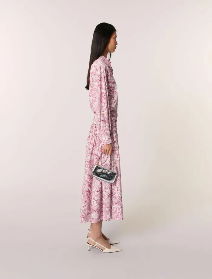 Maje Skirts and Shorts Womens Printed Maxi Skirt Paris Pink Print