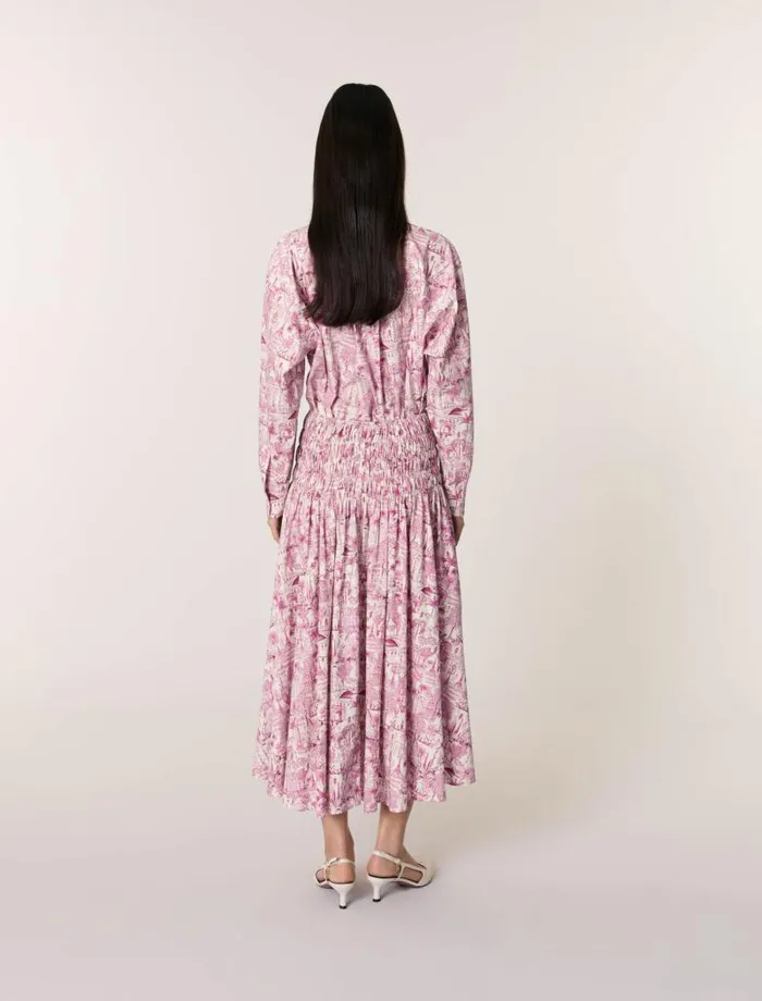 Maje Skirts and Shorts Womens Printed Maxi Skirt Paris Pink Print
