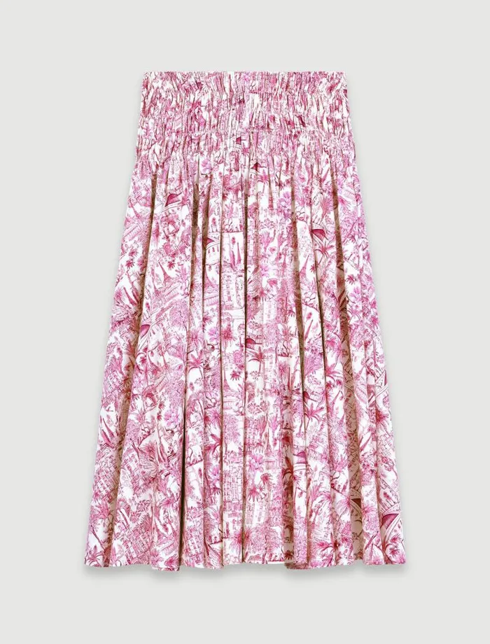 Maje Skirts and Shorts Womens Printed Maxi Skirt Paris Pink Print