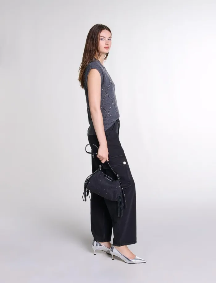 Maje Sweaters and Cardigans Womens Sleeveless Sequin Jumper Anthracite
