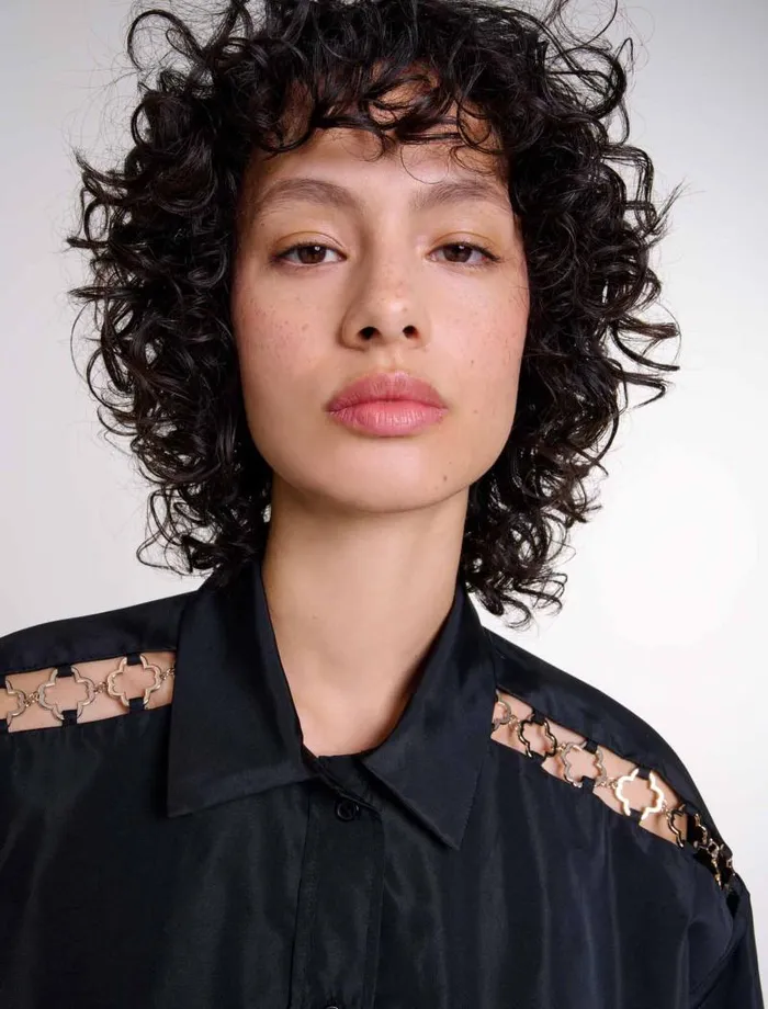 Maje Tops and Shirts Womens Openwork Shirt Black