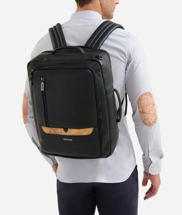 Man Backpacks and Belt Bags Alviero Martini Beta Leather 3Way Travel Backpack Black