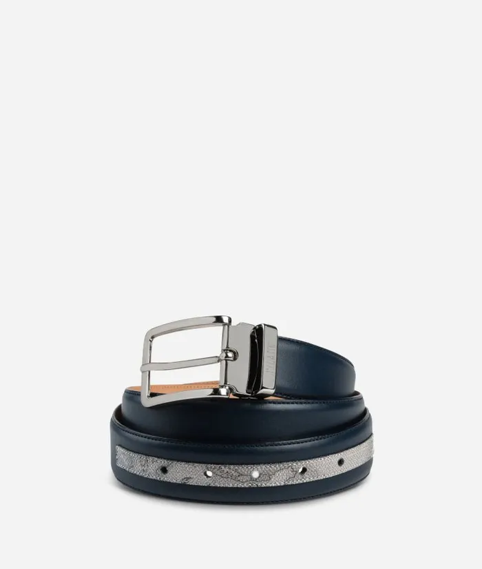 Man Belts Alviero Martini Dark Mood Leather And Geo Dark Belt