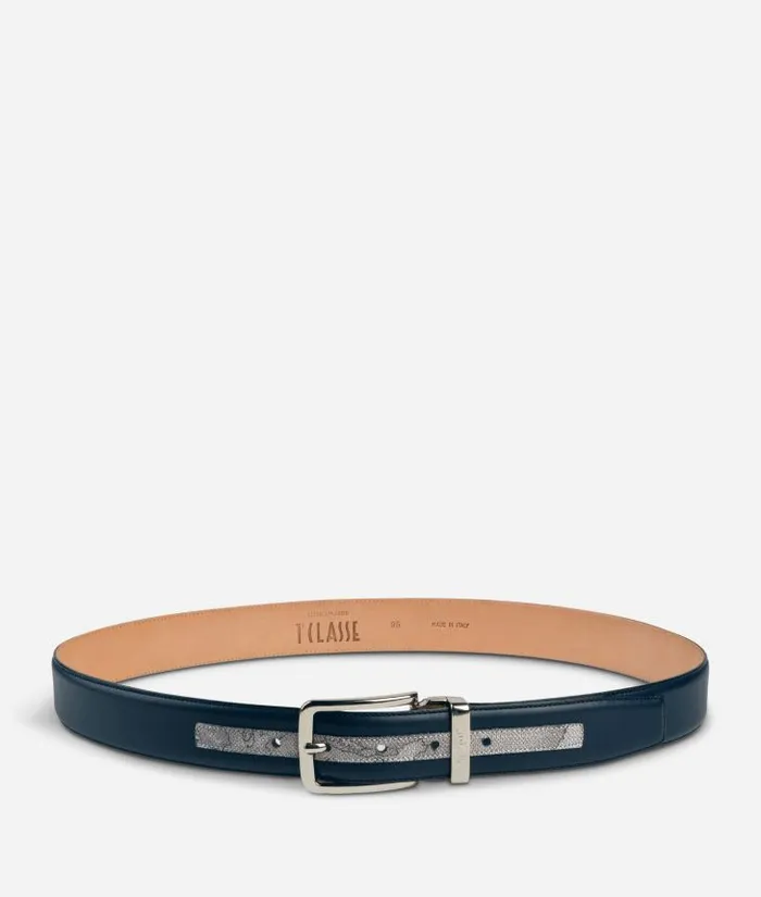 Man Belts Alviero Martini Dark Mood Leather And Geo Dark Belt