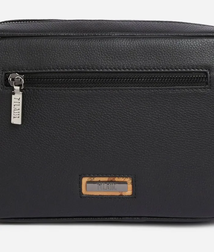 Man Pouches and Toiletry Bags Alviero Martini Beta Leather Carryall Case Black