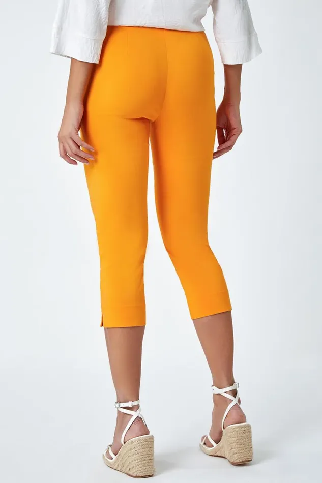 Mango Elastic Waist Stretch Cropped Trousers Women Roman Coords