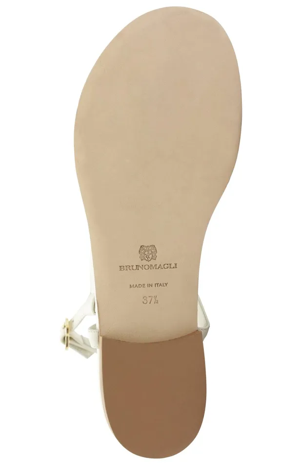Marina Leather Embellished Thong Sandal 8211 Off White Women Bruno Magli Sandals and Slides