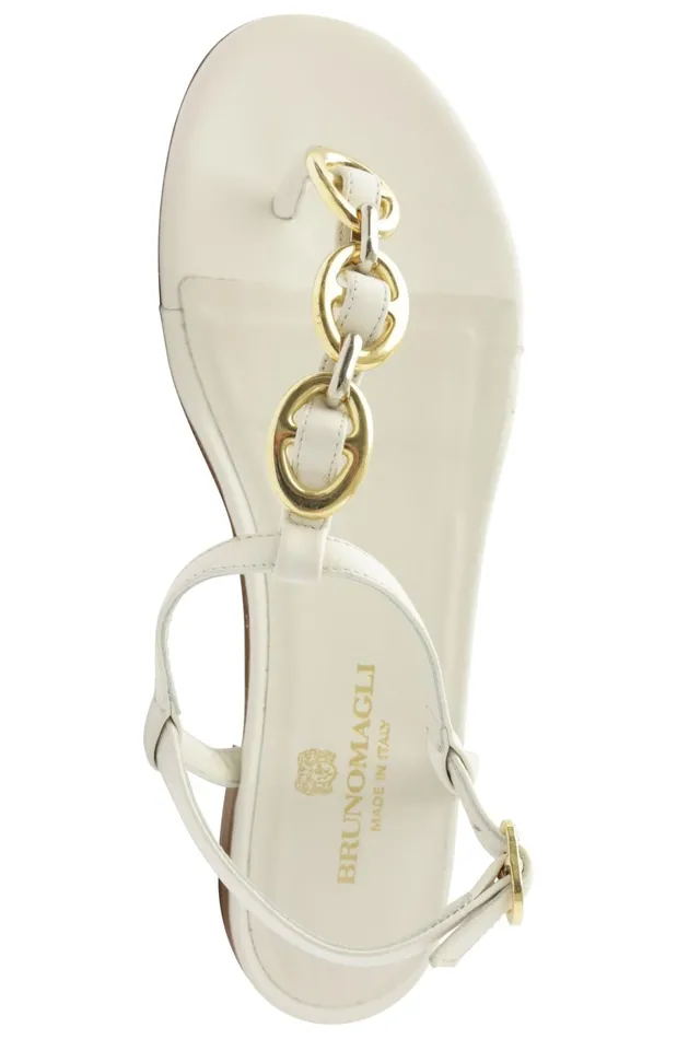 Marina Leather Embellished Thong Sandal 8211 Off White Women Bruno Magli Sandals and Slides