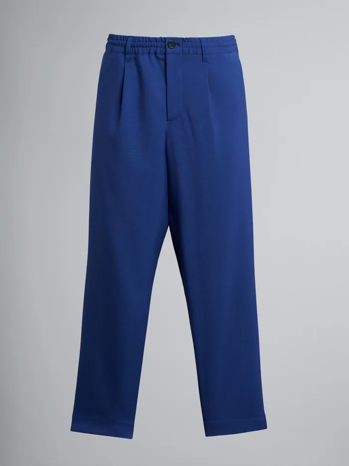 Marni Blue Colourblock Tropical Wool Trousers Cornflower Mens Trousers