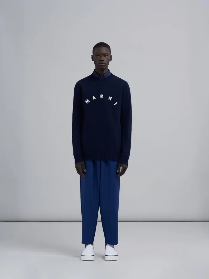 Marni Blue Colourblock Tropical Wool Trousers Cornflower Mens Trousers Marni Blue Colourblock Tropical Wool Trousers Cornflower Mens Trousers