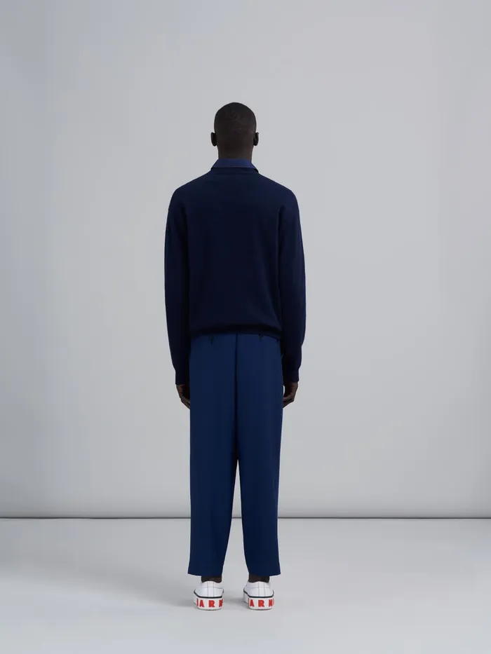 Marni Blue Colourblock Tropical Wool Trousers Cornflower Mens Trousers Marni Blue Colourblock Tropical Wool Trousers Cornflower Mens Trousers