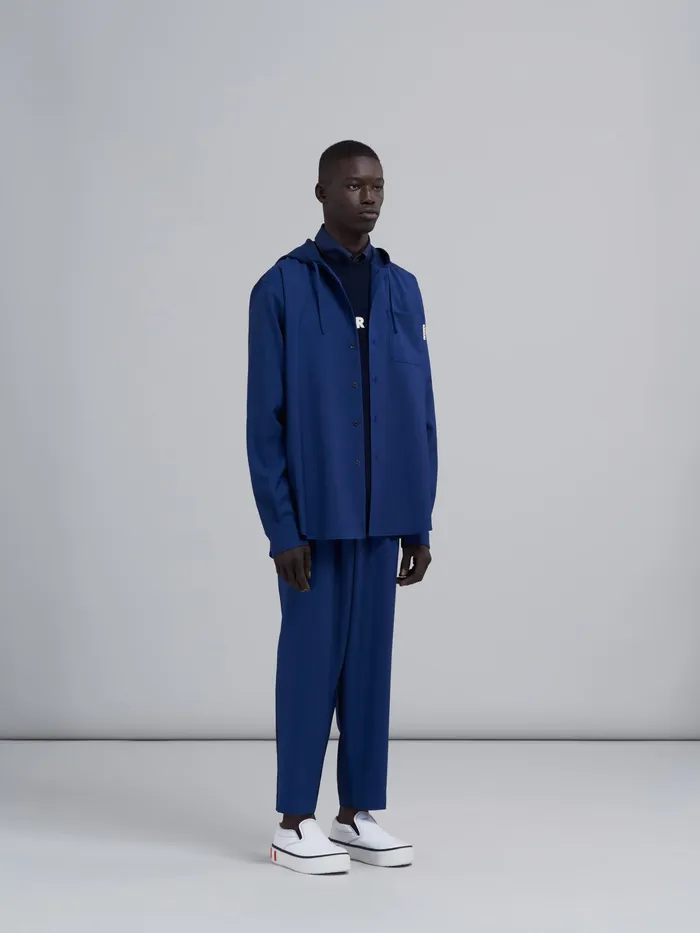 Marni Blue Colourblock Tropical Wool Trousers Cornflower Mens Trousers Marni Blue Colourblock Tropical Wool Trousers Cornflower Mens Trousers