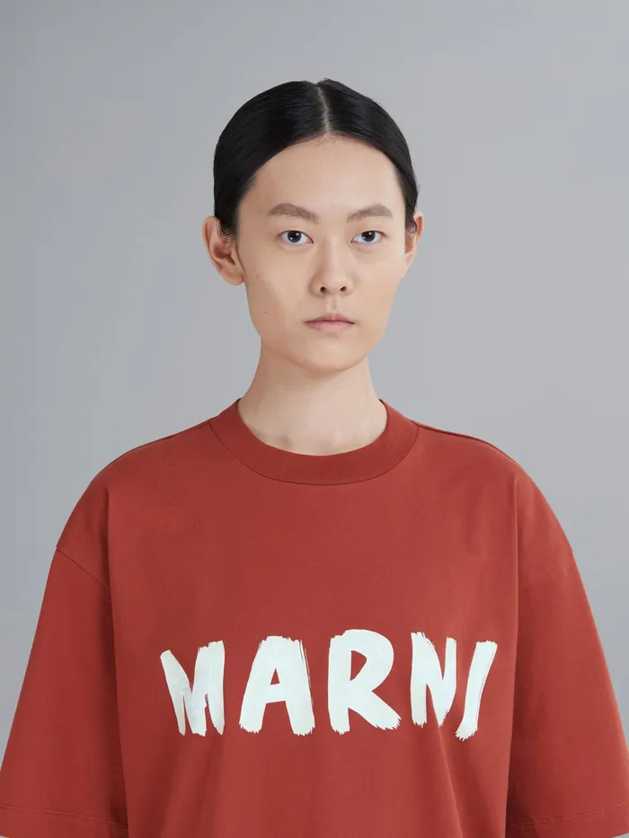 Marni Brown Logo Print Organic Jersey Tshirt Clay Womens Sweatshirts and TShirts Marni Brown Logo Print Organic Jersey Tshirt Clay Womens Sweatshirts and TShirts
