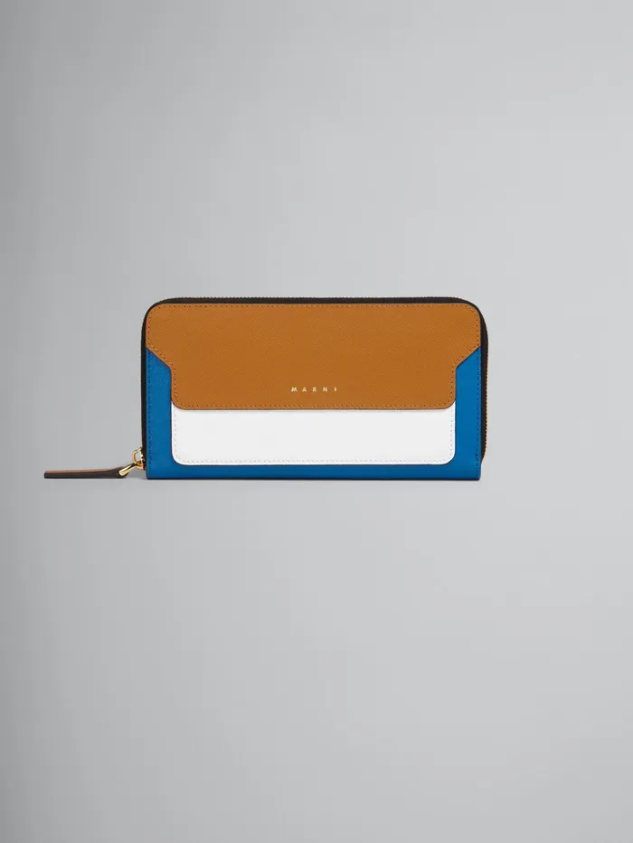 Marni Brown White And Blue Saffiano Leather Ziparound Wallet Dijon Womens Wallets and Small Leather Goods Marni Brown White And Blue Saffiano Leather Ziparound Wallet Dijon Womens Wallets and Small Leather Goods