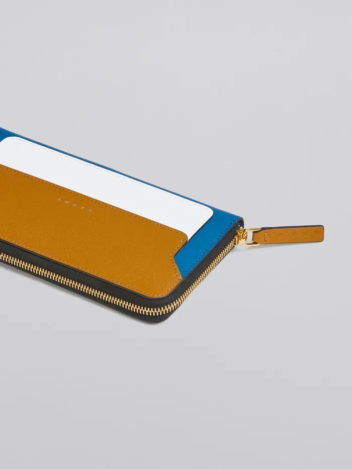 Marni Brown White And Blue Saffiano Leather Ziparound Wallet Dijon Womens Wallets and Small Leather Goods Marni Brown White And Blue Saffiano Leather Ziparound Wallet Dijon Womens Wallets and Small Leather Goods