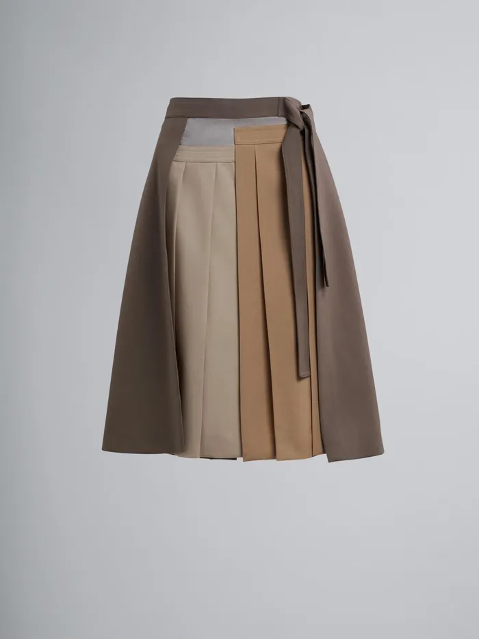 Marni Colourblock Tropical Wool Skirt Walnut Womens Skirts