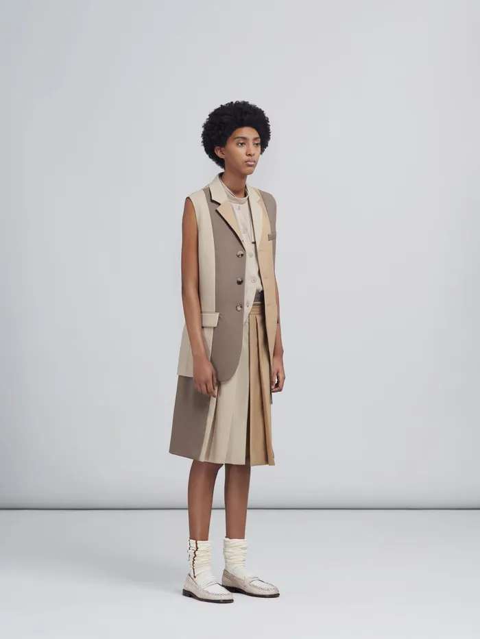Marni Colourblock Tropical Wool Skirt Walnut Womens Skirts Marni Colourblock Tropical Wool Skirt Walnut Womens Skirts
