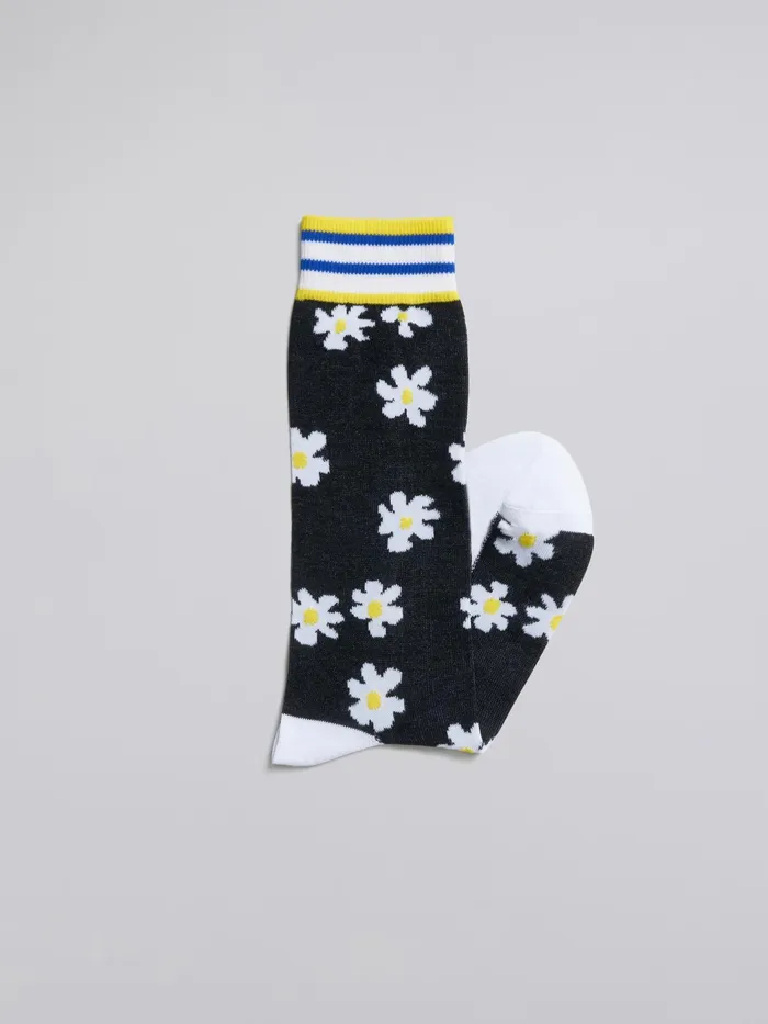 Marni Daisy Cotton And Nylon Sock Black Womens Socks Marni Daisy Cotton And Nylon Sock Black Womens Socks