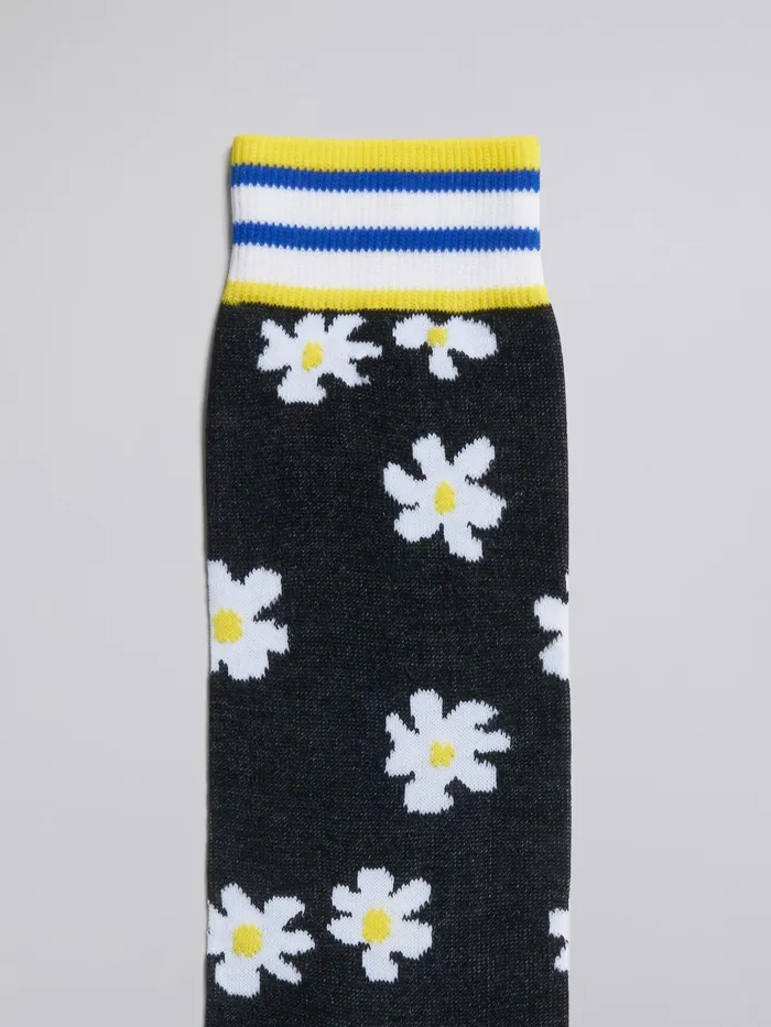 Marni Daisy Cotton And Nylon Sock Black Womens Socks Marni Daisy Cotton And Nylon Sock Black Womens Socks