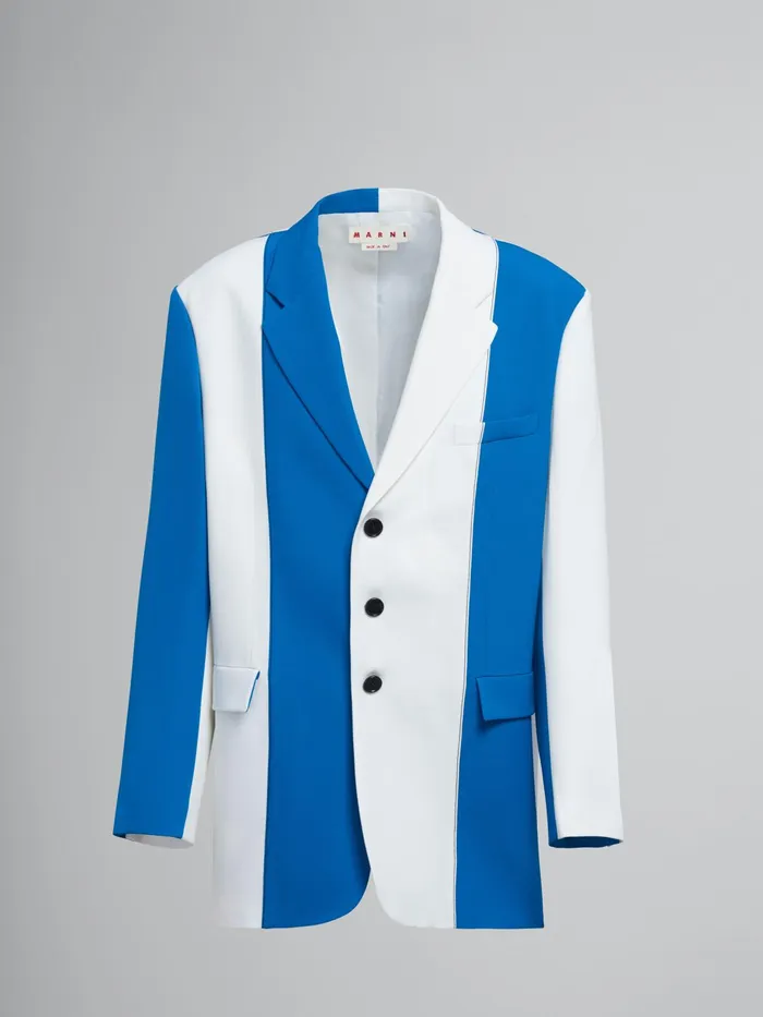 Marni Grain De Poudre Wool Long Blazer Royal Mens Coats and Jackets