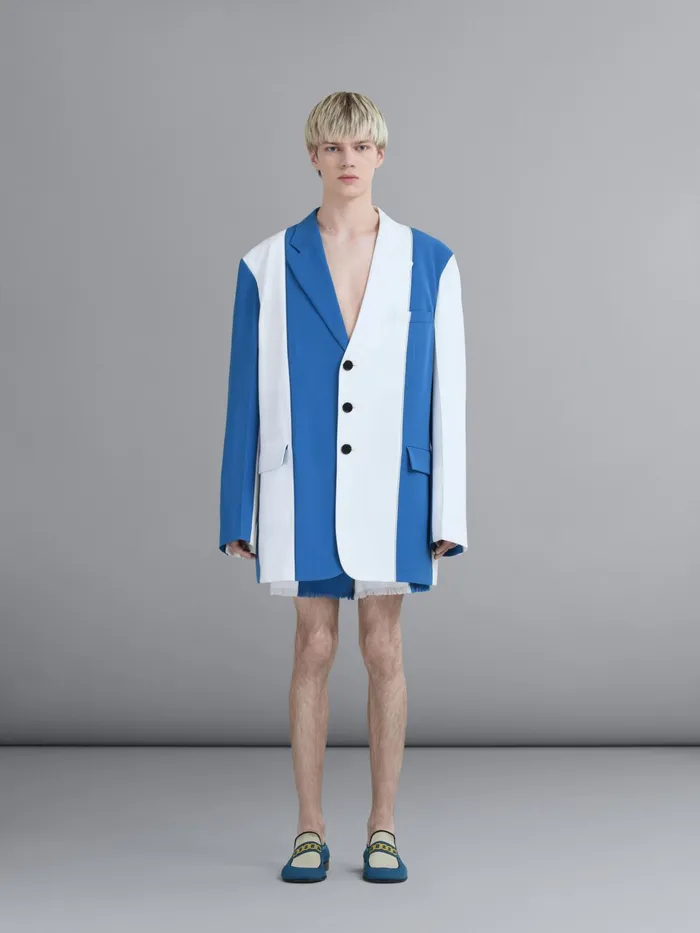 Marni Grain De Poudre Wool Long Blazer Royal Mens Coats and Jackets Marni Grain De Poudre Wool Long Blazer Royal Mens Coats and Jackets