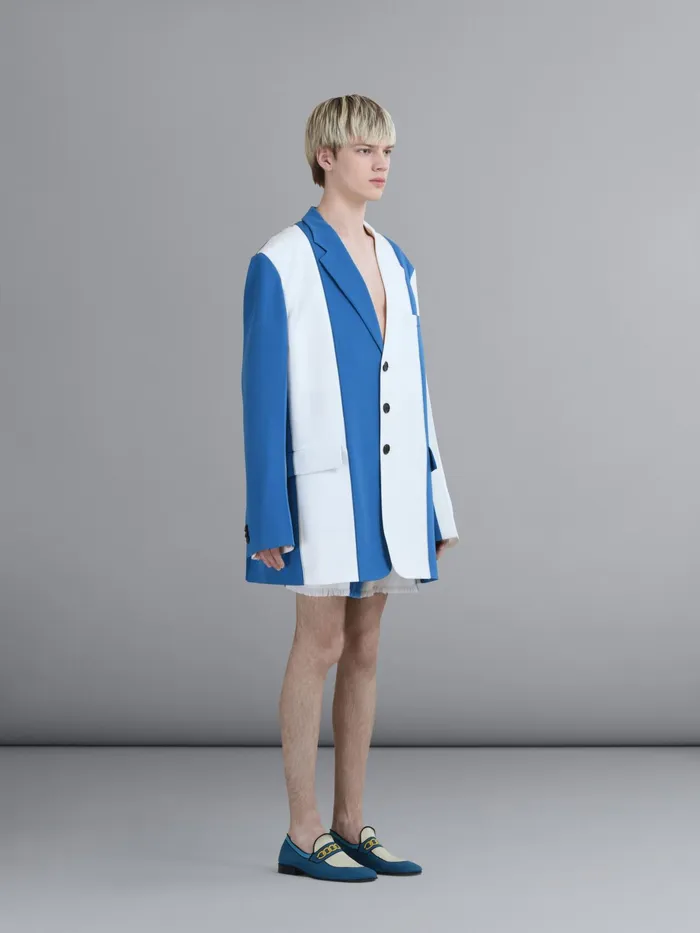 Marni Grain De Poudre Wool Long Blazer Royal Mens Coats and Jackets Marni Grain De Poudre Wool Long Blazer Royal Mens Coats and Jackets