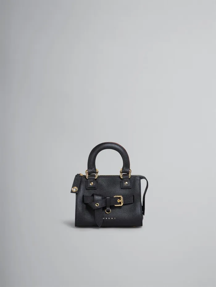 Marni Grained Calf Treasure Mini Top Handle Bag Black Womens Handbags