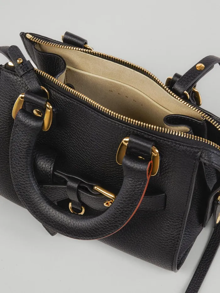 Marni Grained Calf Treasure Mini Top Handle Bag Black Womens Handbags Marni Grained Calf Treasure Mini Top Handle Bag Black Womens Handbags