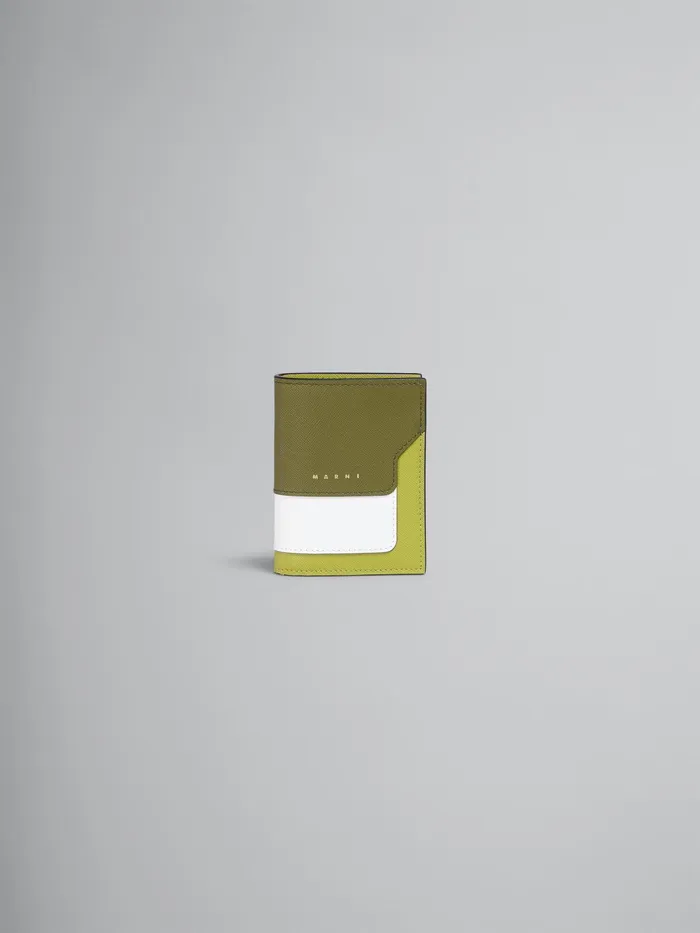 Marni Green And White Saffiano Leather Bifold Wallet Olive Womens Wallets and Small Leather Goods Marni Green And White Saffiano Leather Bifold Wallet Olive Womens Wallets and Small Leather Goods