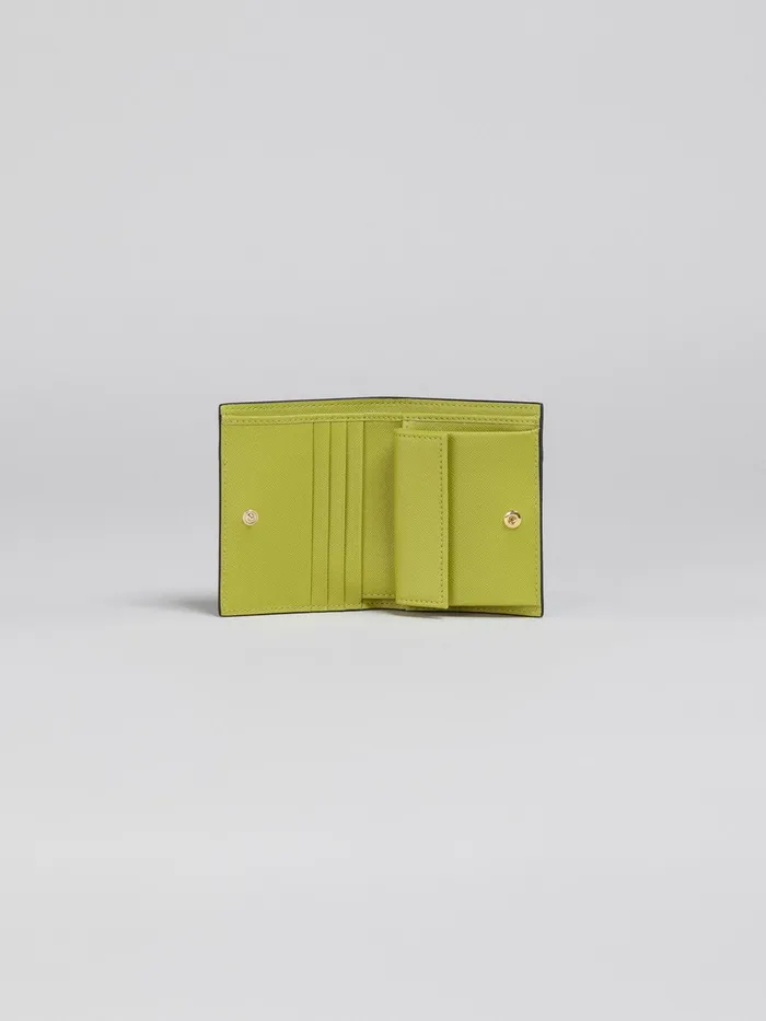 Marni Green And White Saffiano Leather Bifold Wallet Olive Womens Wallets and Small Leather Goods Marni Green And White Saffiano Leather Bifold Wallet Olive Womens Wallets and Small Leather Goods