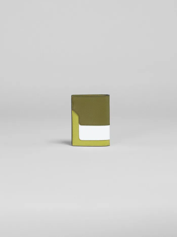 Marni Green And White Saffiano Leather Bifold Wallet Olive Womens Wallets and Small Leather Goods Marni Green And White Saffiano Leather Bifold Wallet Olive Womens Wallets and Small Leather Goods