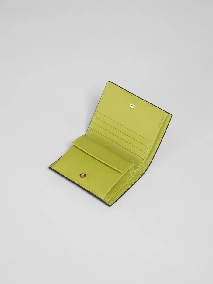 Marni Green And White Saffiano Leather Bifold Wallet Olive Womens Wallets and Small Leather Goods Marni Green And White Saffiano Leather Bifold Wallet Olive Womens Wallets and Small Leather Goods