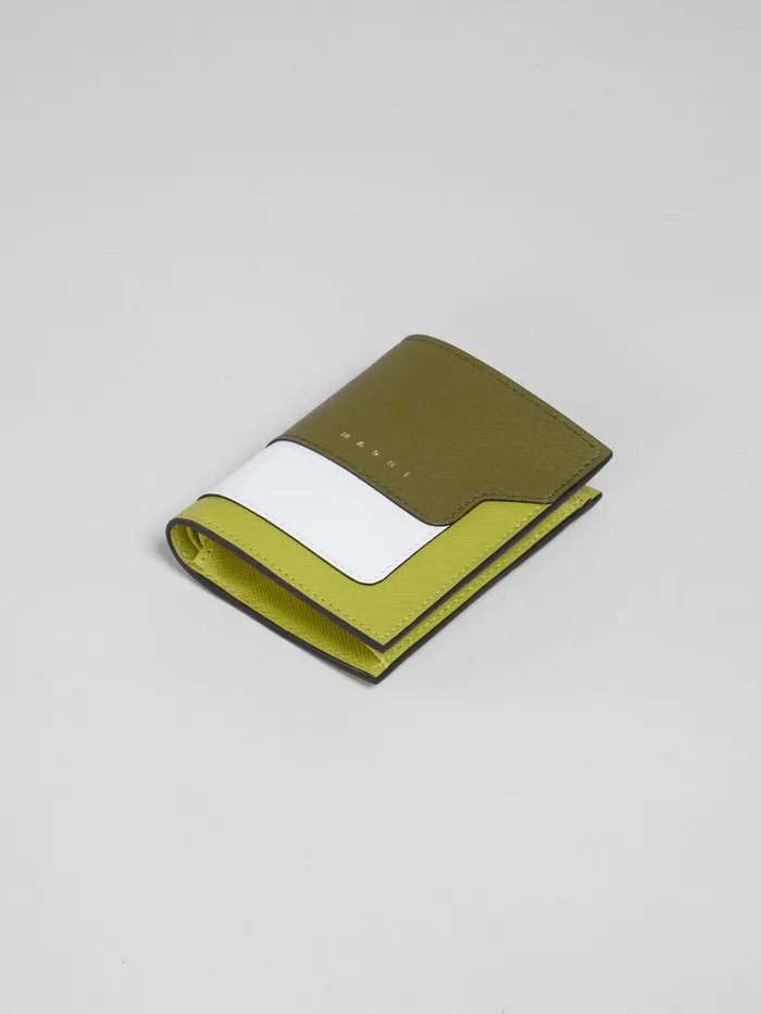 Marni Green And White Saffiano Leather Bifold Wallet Olive Womens Wallets and Small Leather Goods Marni Green And White Saffiano Leather Bifold Wallet Olive Womens Wallets and Small Leather Goods