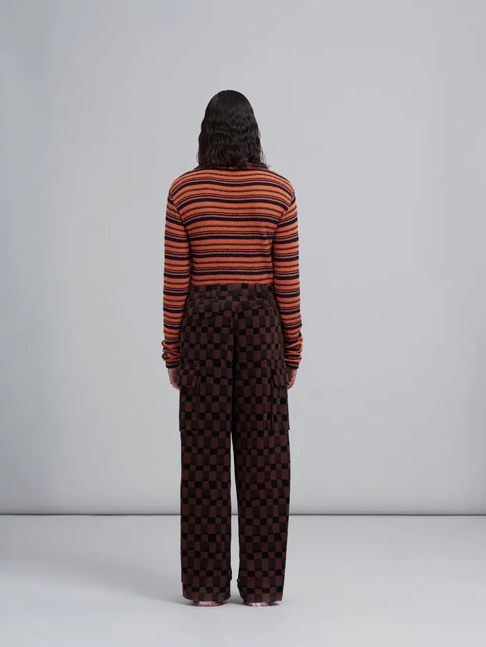 Marni Iconic Damier Print Corduroy Cargo Trousers Clay Mens Trousers Marni Iconic Damier Print Corduroy Cargo Trousers Clay Mens Trousers