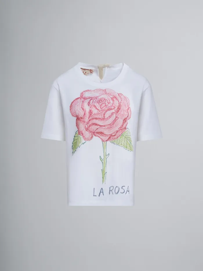 Marni La Rosa Print Bio Jersey Tshirt Lily White Womens Sweatshirts and TShirts