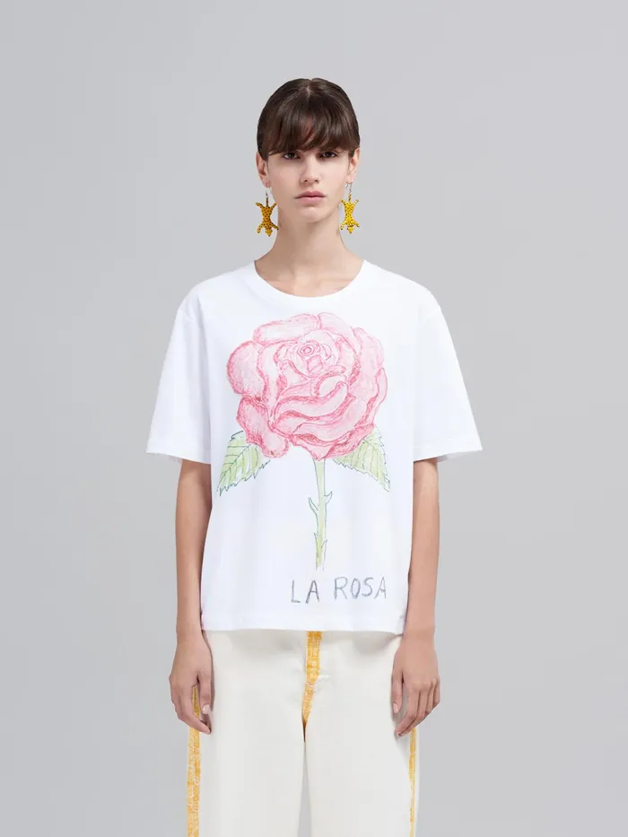 Marni La Rosa Print Bio Jersey Tshirt Lily White Womens Sweatshirts and TShirts Marni La Rosa Print Bio Jersey Tshirt Lily White Womens Sweatshirts and TShirts