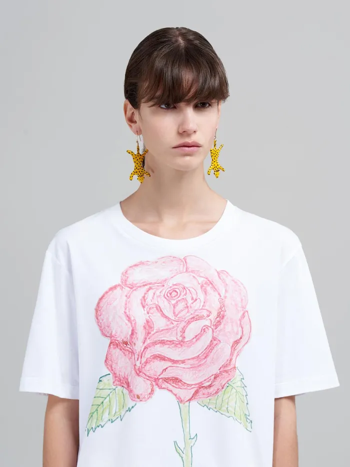 Marni La Rosa Print Bio Jersey Tshirt Lily White Womens Sweatshirts and TShirts Marni La Rosa Print Bio Jersey Tshirt Lily White Womens Sweatshirts and TShirts
