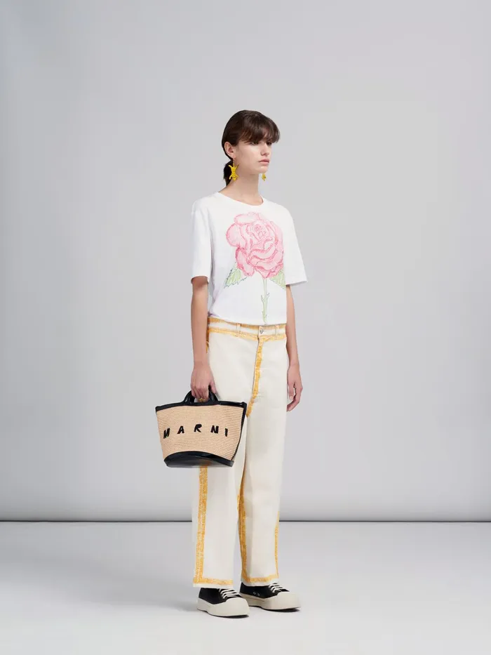 Marni La Rosa Print Bio Jersey Tshirt Lily White Womens Sweatshirts and TShirts Marni La Rosa Print Bio Jersey Tshirt Lily White Womens Sweatshirts and TShirts