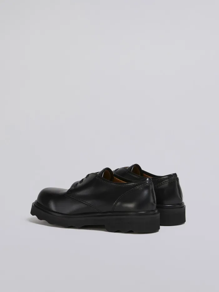 Marni Laceup In Shiny Smooth Calfskin Black Womens Flats Marni Laceup In Shiny Smooth Calfskin Black Womens Flats